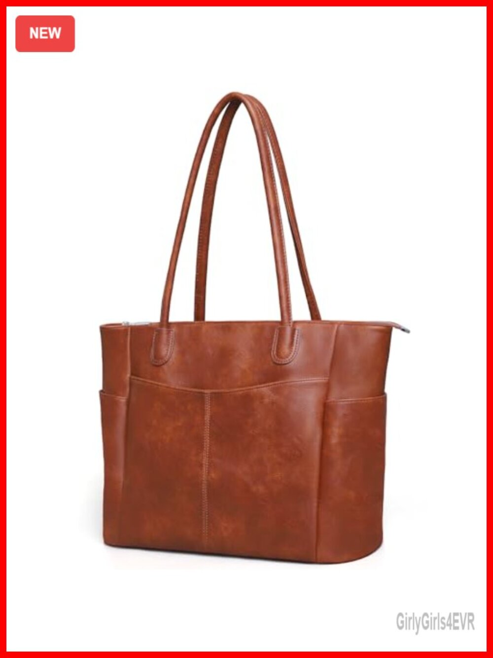 Large Vegan Leather Tote Bag for Women Work, 23L Zipper Purse